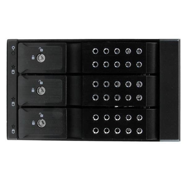 StarTech 3-bay 3.5 trayless SATA hard drive aluminum mobile rack backplane - 3 Bay 3.5" (8.9cm) Mobile HDD storage rack - Mobile storage rack - 2.5" (6.4 cm) - Black - for P/N: 25SAT35HDD, PEXMSATA3422, PEXMSATA343 - HSB3SATSASBA