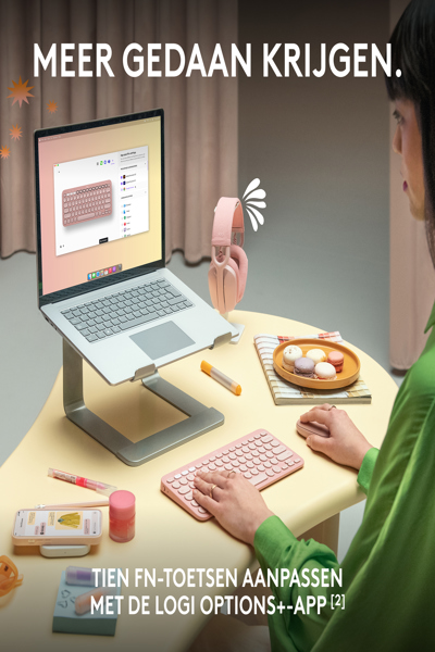 Logitech Pebble Keys 2 K380s - Mini - Wireless - RF Wireless + Bluetooth - Scissor key switch - AZERTY - Pink - 920-011805