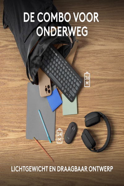 Logitech 920-012209 - Wireless - RF Wireless + Bluetooth - Scissor key switch - AZERTY - Graphite - Mouse included - 920-012209