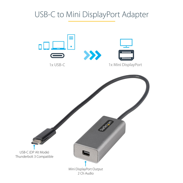 USB-C to Mini DisplayPort Adapter 4K 60Hz - CDP2MDPEC