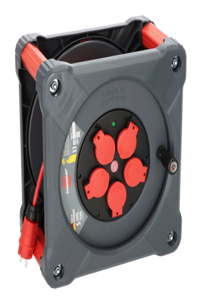 Brennenstuhl 9201330210, Svart, Röd, Plast, 5 AC-uttag, Typ E / F, Rak, 33 m - 9201330210