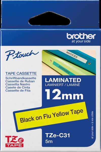 Brother TZe-C31 - Black on fluorescent yellow - TZEC31
