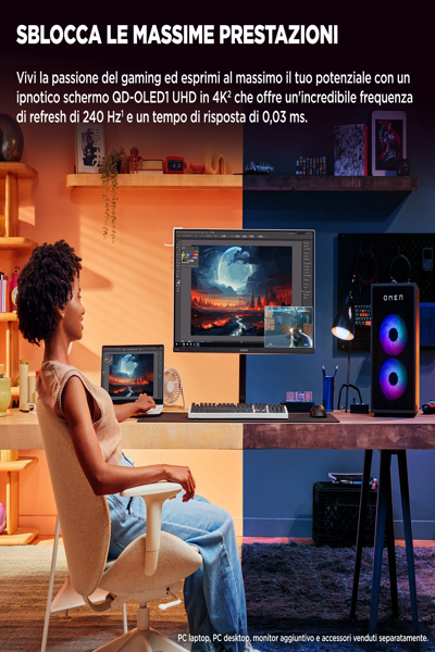 HP OMEN Transcend 32 UHD OLED Gaming Monitor: 32-inch 4K OLED gaming monitor. - 9R181AA#ABB