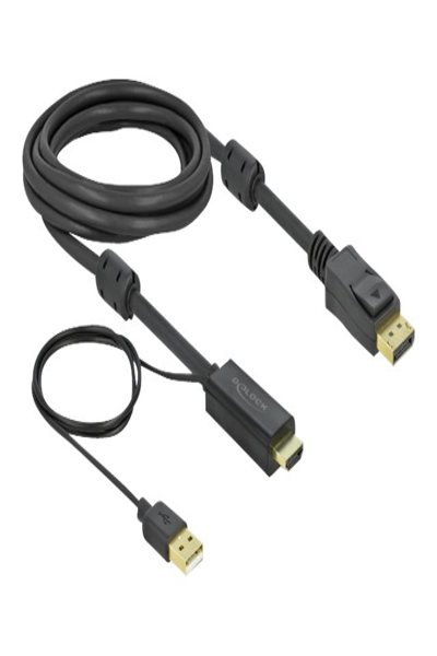 Delock Video-/ljudkabel - HDMI, USB (endast ström) hane till DisplayPort hane - 85965