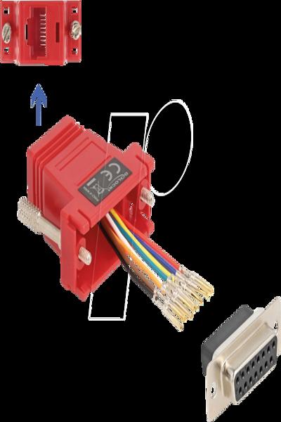 Delock Seriell adapter - 15-stifts D-Sub (DB-15) (hona) skruvbar till RJ-45 (8-stifts) (hona) - 67112