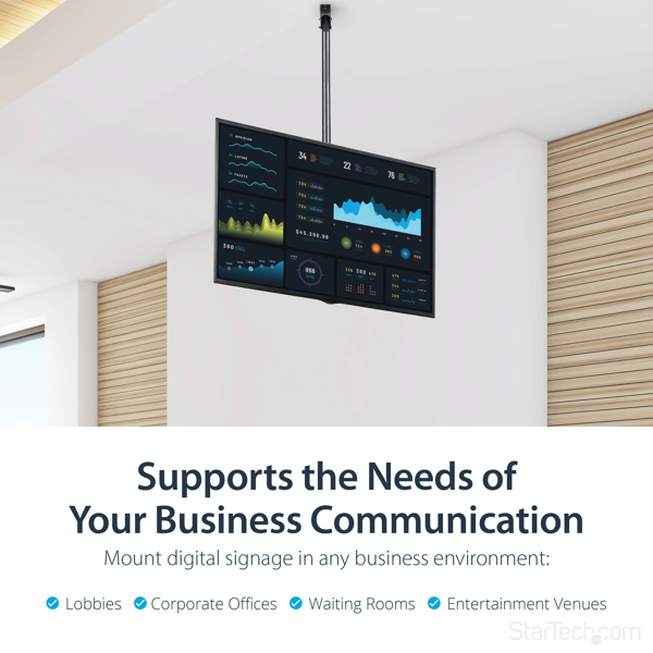 StarTech High Ceiling TV Mount 8.2-9.8ft Long Pole - FPCEILPTBLP