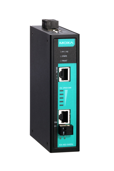 Moxa IEX-402-SHDSL-T - Network transmitter & receiver - 10/100Base-T(X) - IEEE 802.1p - IEEE 802.3 - IEEE 802.3u - IEEE 802.3x - Black - 12-48 V - 0.36 A - IEX-402-SHDSL-T