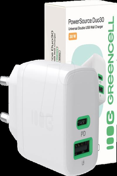 Chargeur USB Green Cell GC CHARB-30AC-W 30 W Blanc