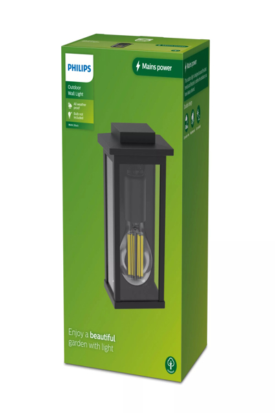 Philips Mirth Wandleuchte eckig max. 25W exkl. LM schwarz