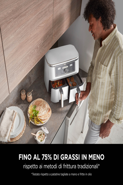 SharkNinja Ninja AF400EU, Hot air fryer, 9.5 L, Double, White, Rotary, Touch, Stand-alone - AF400EUWH