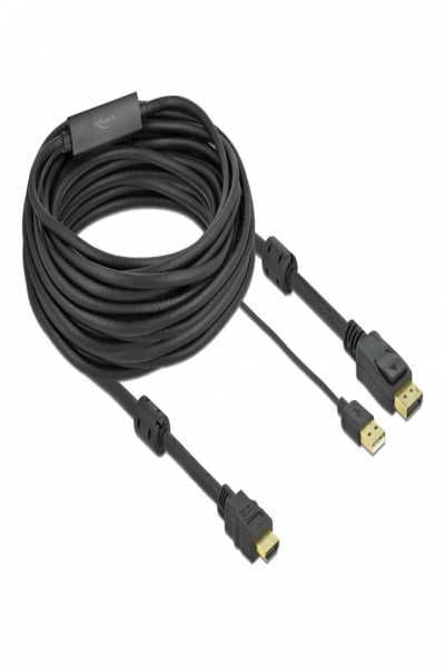 Delock Video-/ljudkabel - HDMI, USB (endast ström) hane till DisplayPort hane - 85968