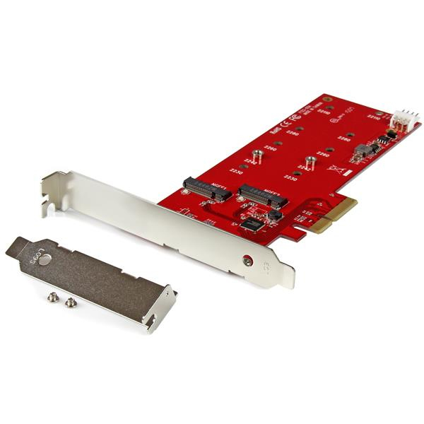 StarTech 2x M.2 SATA SSD Controller Card - PCIe - PCIe - M.2 - Full-height / Low-profile - PCI 2.0 - Red - CE - FCC - TAA - PEX2M2