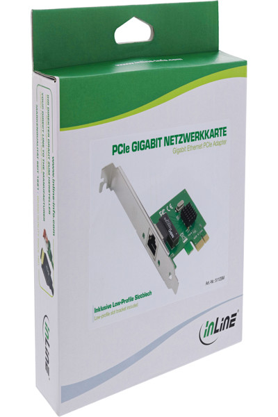 Carte réseau Gigabit InLine 1x RJ45 1 Gb/s PCIe x1 + support LP