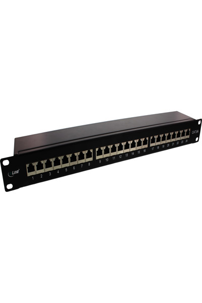 Panneau de brassage en ligne 19" Cat.6A 24 ports 1U noir RAL 9005