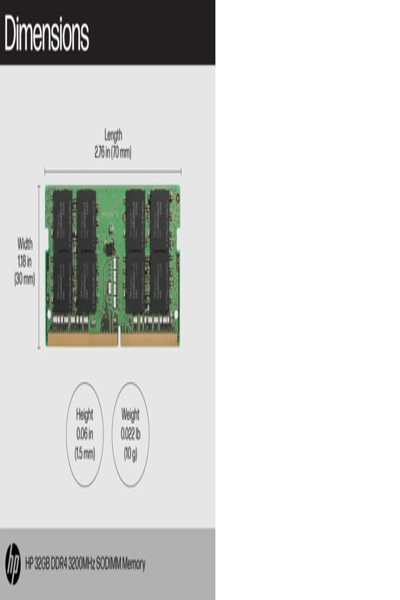 HP 8GB 3200 SODIMM Memory: DDR4 - 8C4X8AA