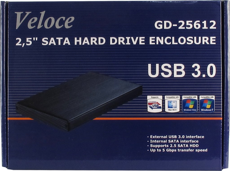 Inter-Tech GD25612 2.5 Inch USB 3.0 Veloce HDD Enclosure - 88884056
