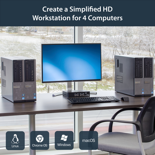 StarTech 4 Port DisplayPort USB KVM Switch with Audio - DisplayPort Desktop KVM Switch with USB Hub - 4xUSB socket 4xDP socket - KVM/Audio/USB switch - 4 ports - SV431DPUA