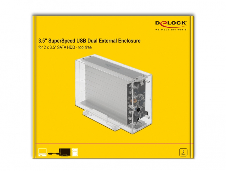 Delock 42624 - HDD/SSD enclosure - 2.5/3.5" - Serial ATA - 42624