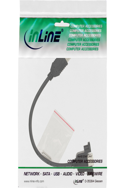 Câble adaptateur USB 2.0 en ligne Type A femelle / Connecteur châssis Type B - 0,20 m