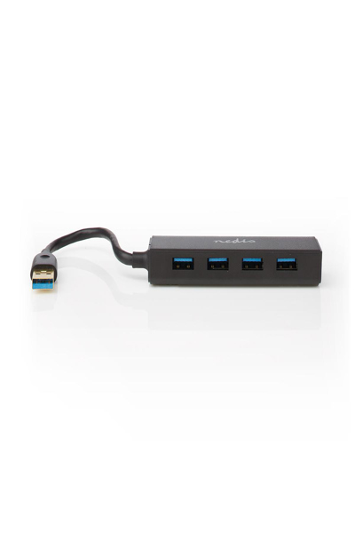 Nedis UHUBU3410BK - USB 3.2 Gen 1 (3.1 Gen 1) Type-A - USB 3.2 Gen 1 (3.1 Gen 1) Type-A - 5000 Mbit/s - Black - Plastic - 0.12 m