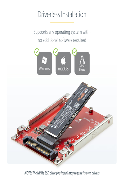 StarTech.com M.2 to U.3 Adapter, For M.2 NVMe SSDs, PCIe M.2 Drive to 2.5inch U.3 (SFF-TA-1001) Host Adapter/Converter, TAA Compliant - 1M25-U3-M2-ADAPTER