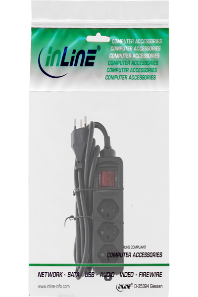 Bloc multiprises InLine SUISSE 3 prises noir 1,5 m