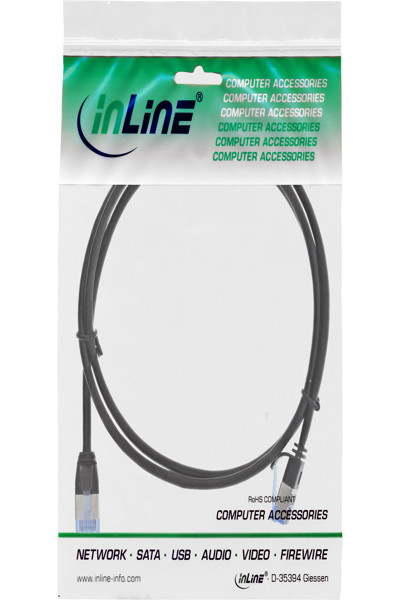 InLine Slim Round Patch Cable Cat.6A Black 2m - 71902S