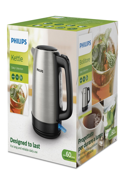 Philips Daily Collection HD9350/91, 1.7 L, 2200 W, Black, Stainless steel, Polypropylene (PP), Stainless steel, Water level indicator, Cordless - HD9350/91