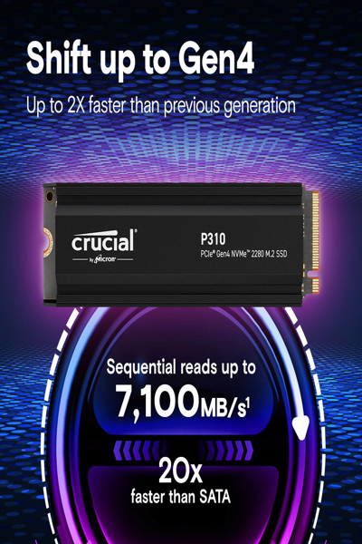 Crucial P310 - SSD - 2 TB - intern - M.2 2280 - PCIe 4.0 x4 (NVMe) - CT2000P310SSD5