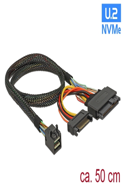 Delock SAS intern kabel - SFF-8643 (hane) till SATA-ström, U.2 (SFF-8639) - 84819