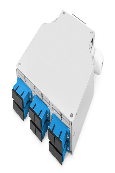 DIGITUS Fiber optic DIN rail box, OS2, equipped, with SC adapter and pigtail - DN-963890