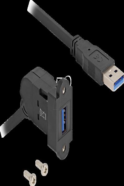 Delock USB-förlängningskabel - USB (hane) till USB (hona) vinklad, panelmonterbar - 67153