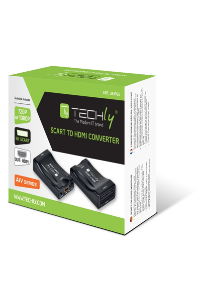 Techly IDATA SCART-HDMI3 - Black - CE - RoHS - 1920 x 1080 pixels - 1280 x 720,1920 x 1080 pixels - 1080p - 720p - NTSC 3.58 - NTSC 4.43 - PAL - PAL M - PAL N - SECAM - IDATA SCART-HDMI3