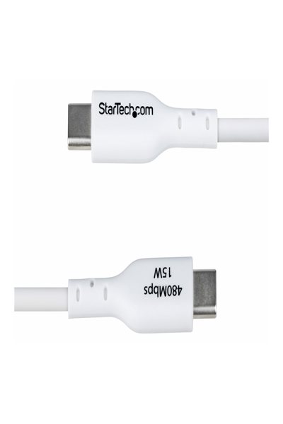 StarTech.com 1m vit USB-A till USB-C laddningskabel - USB2AC1MNCWHE