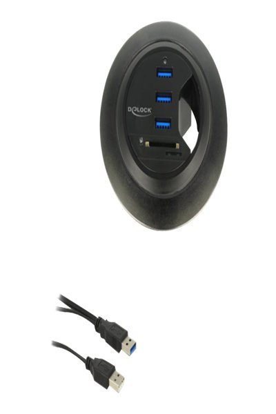 Delock In-Desk Hub 3 Port USB 3.0 + 2 Slot SD Card Reader - 62869