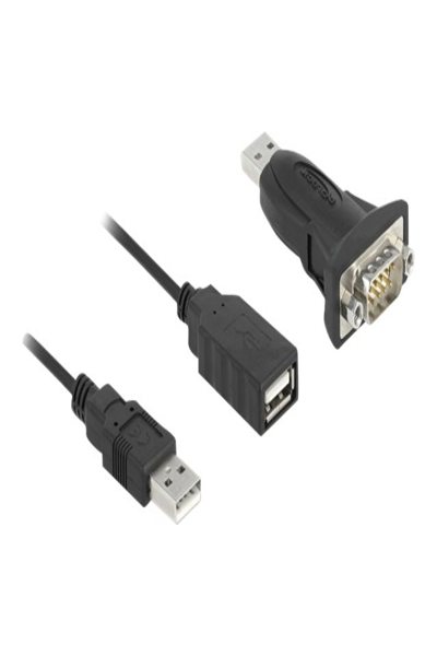 Delock Adapter USB 2.0 Type-A to 1 x Serial RS-232 D-Sub 9 pin male with nuts - USB A - RS-232 - 0.8 m - Black - 61506