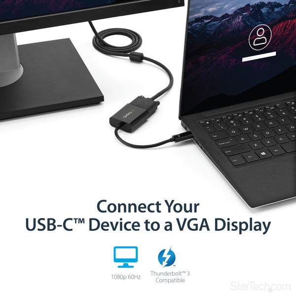 USB-C to VGA Adapter - Black - 1080p - Video Converter For Your MacBook Pro - USB C to VGA Display Dongle (CDP2VGA) USB / VGA adapter 18m - CDP2VGA