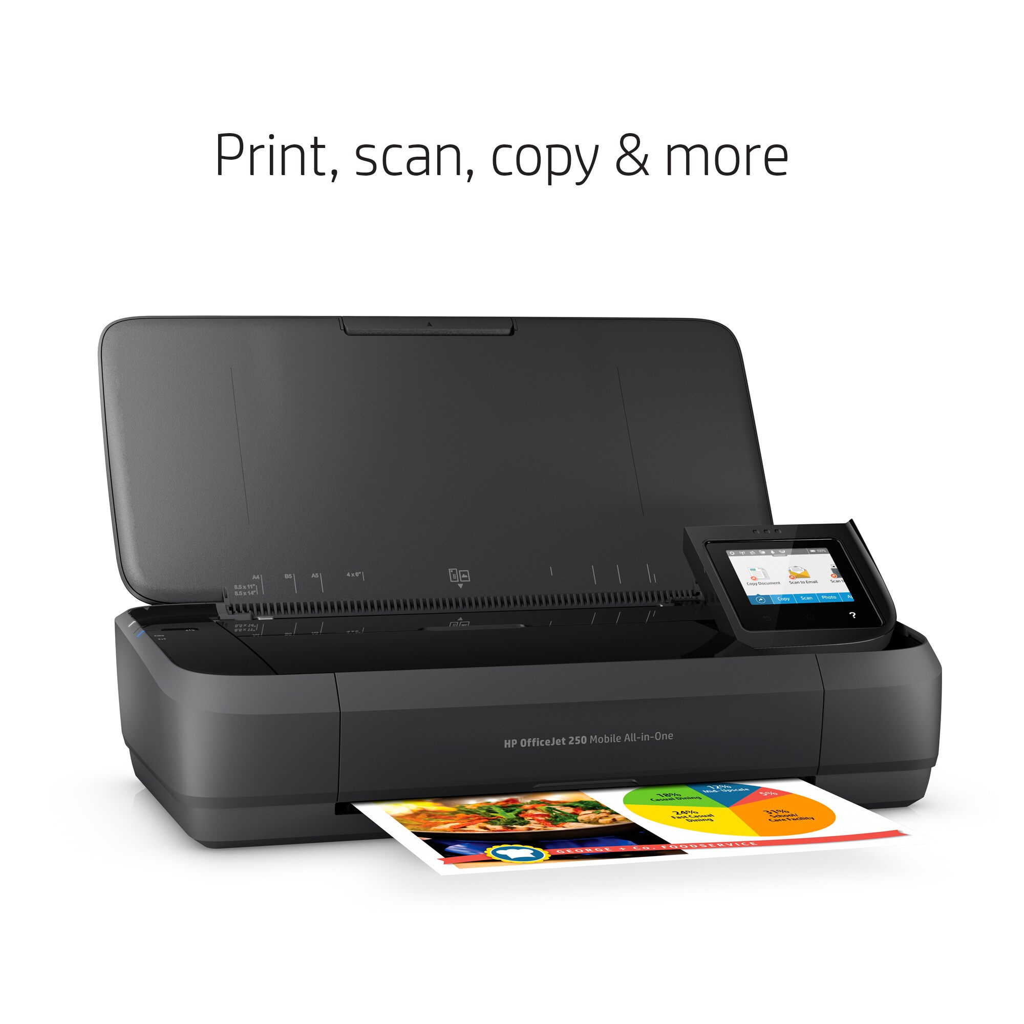 HP OfficeJet 250 Mobile All-in-One Printer - Print - copy - scan - 10-sheet ADF - Thermal inkjet - Colour printing - 4800 x 1200 DPI - A4 - Direct printing - Black - CZ992A