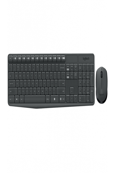 Logitech MK235 Wireless Keyboard and Mouse Combo - Full-size (100%) - Wireless - USB - QWERTY - Grey - Mouse included - 920007919