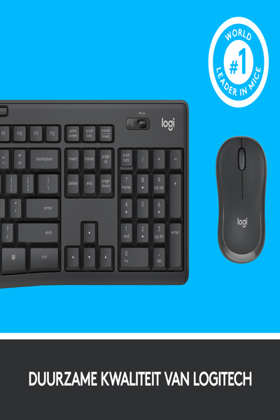 Logitech MK295 Silent Wireless Combo - Full-size (100%) - Wireless - RF Wireless - AZERTY - Graphite - Mouse included - 920-009803