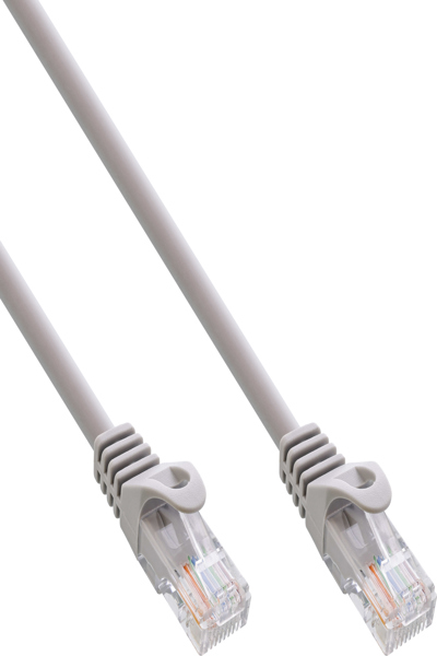 Câble patch en ligne U/UTP Cat.5e AWG26 gris 10 m - Nez de verrouillage spécial