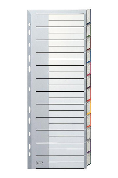 Esselte Leitz 12740000 - Blank tab index - Cardboard - Grey - White - A4 - 250 g/m² - 238 mm