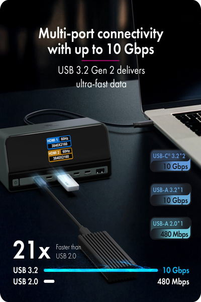 ICY BOX Docking Station Heart Dock 2300 11 in 1 with LCD Display - 61215