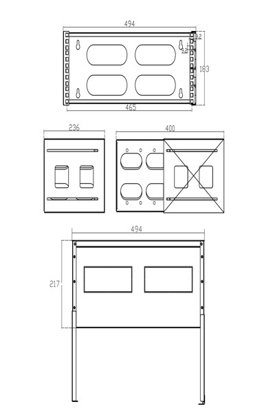 Rack pliable InLine 19" - 4U - Profondeur 24-40 cm - avec couvercle - noir