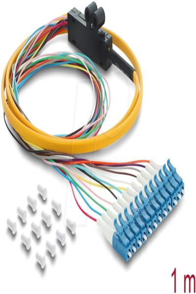 Delock Fiber Optic Pigtail Fanout Cable 12 x LC-UPC Simplex Plug to 12 Open Cable End 1 - Cable - 1 m - 91050