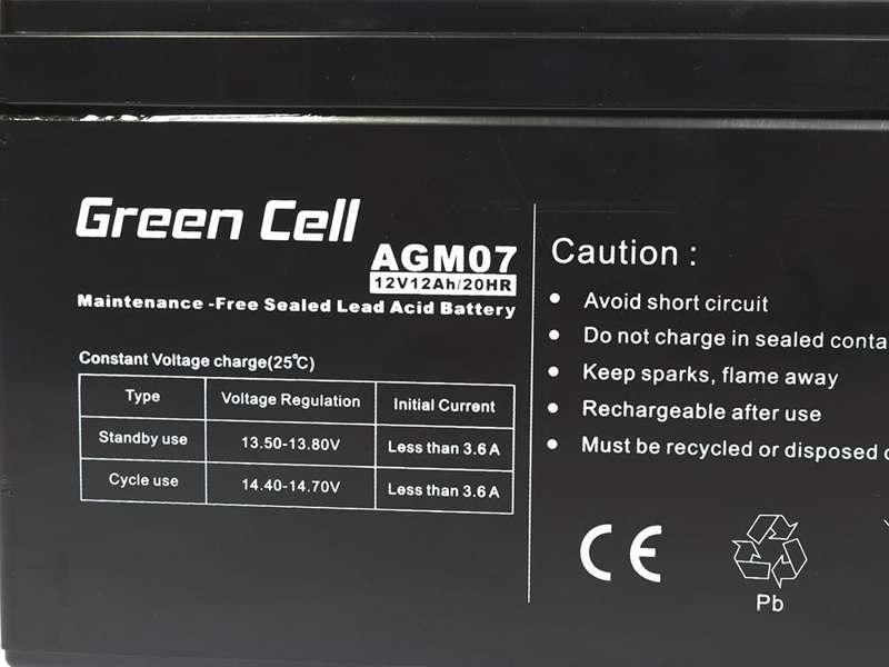 Green Cell AGM battery 12V 12Ah - Battery - 12,000 mAh - AGM07
