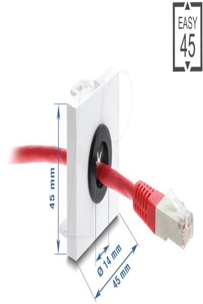 Delock Easy 45 Cable Gland round white Black - 91071