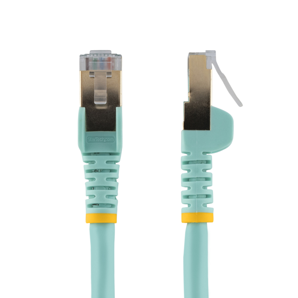 StarTech 6ASPAT7MAQ Patch cable CAT6a (7 m, turquoise, RJ45 snagless connectors, CAT6a STP cable, copper wire, network cable) - Patch cable - RJ-45 (M) to RJ-45 (M) - 7 m - STP - CAT 6a - Molded, No Snag - Aquamarine - 6ASPAT7MAQ