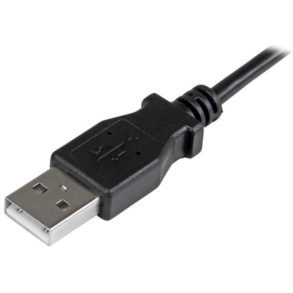 StarTech Micro-USB Charge-and-Sync Cable M/M - Right-Angle Micro-USB - 24 AWG - 0.5 m - 0.5 m - USB A - Micro-USB A - USB 2.0 - Male/Male - Black - USBAUB50CMRA