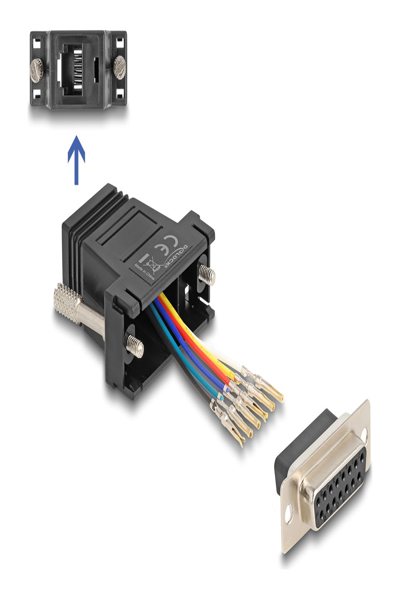 Delock Serial adapter - 15 pin D-Sub (DB-15) (F) to RJ-12 (6 pin) (F) - 67087